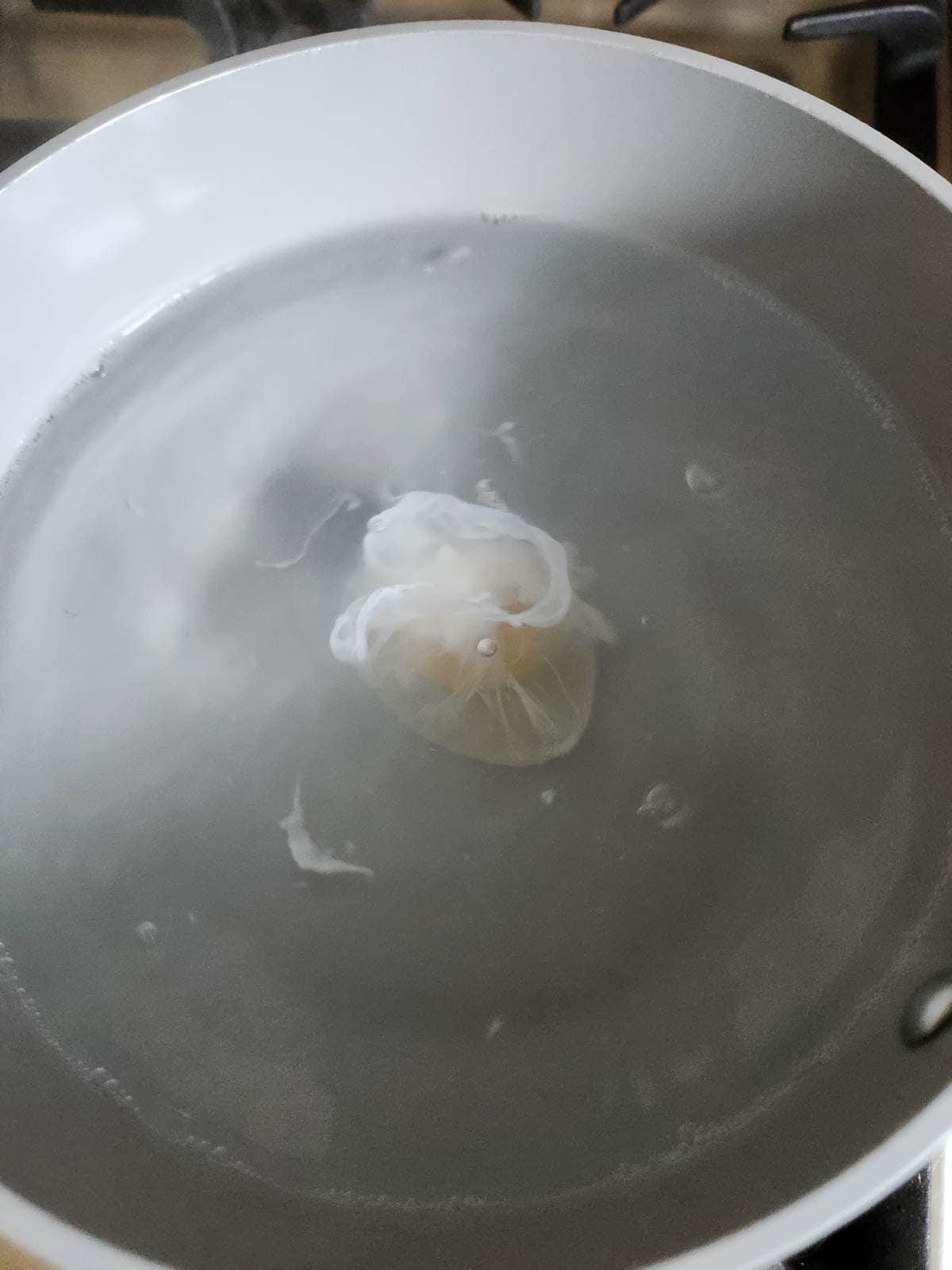 Poached egg in a pot.