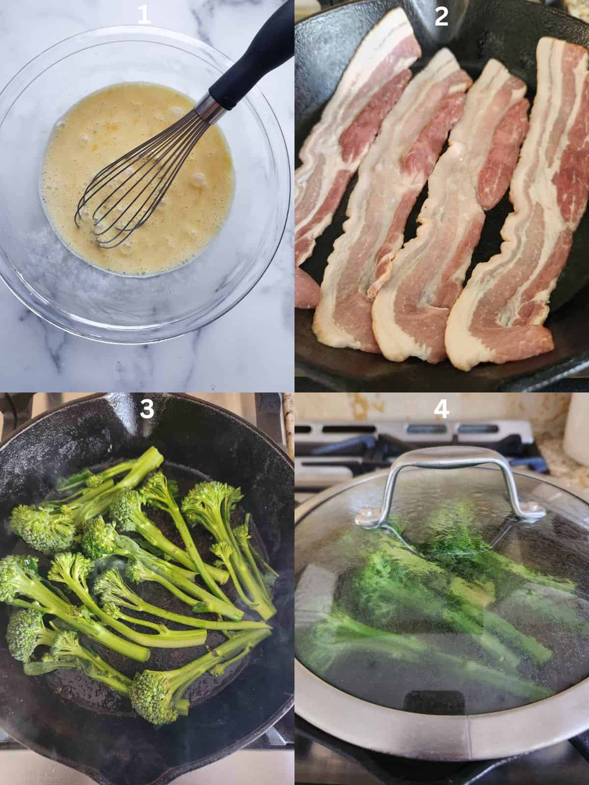 Steps to make broccolini, numbered from one to four.