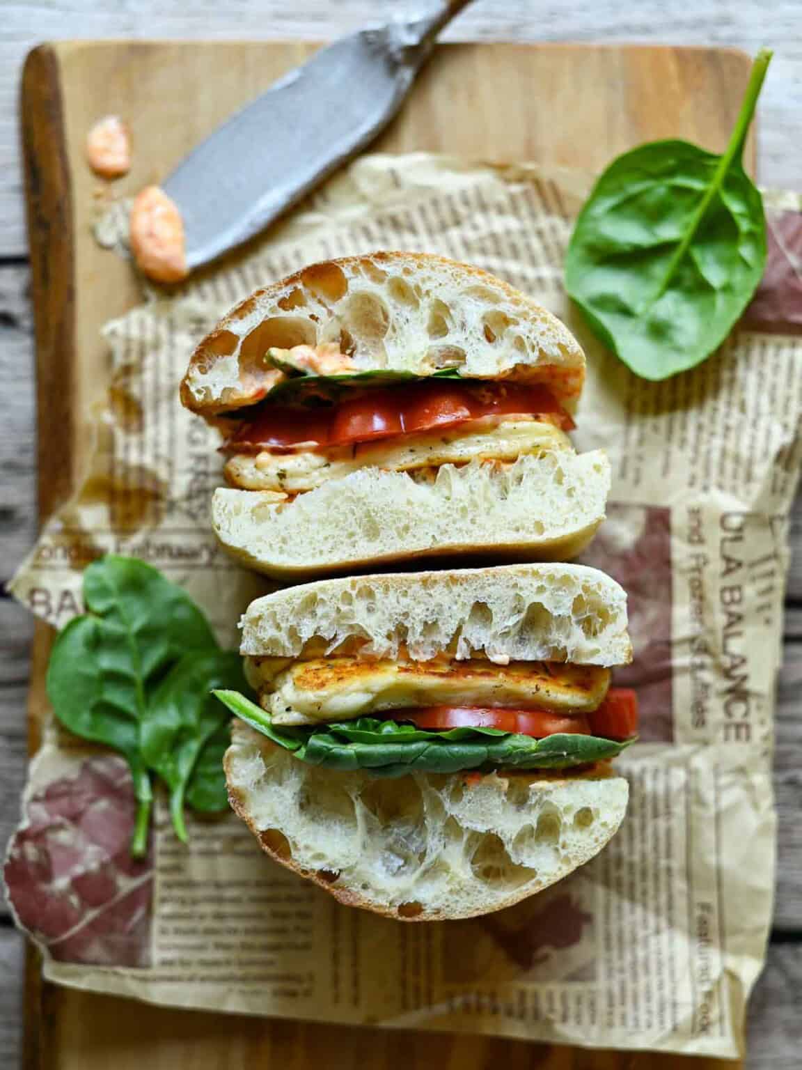 Halloumi Sandwich with Red Pepper Aioli - Brunch & Batter