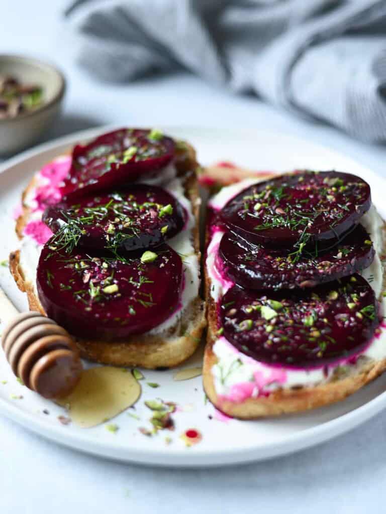 Beet Toast with Crème Fraiche and Dill - Brunch & Batter