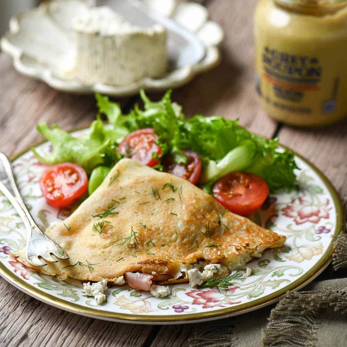 Savory Crepes with Boursin Cheese and Ham