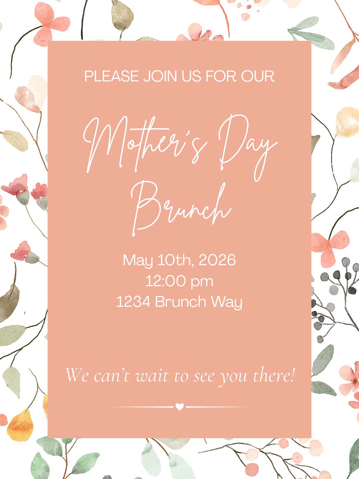 Sample brunch invite illustration with spring flowers.